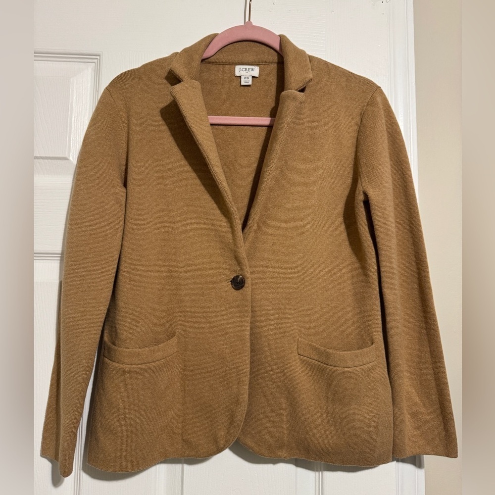 J Crew knit blazer camel colour size small petite